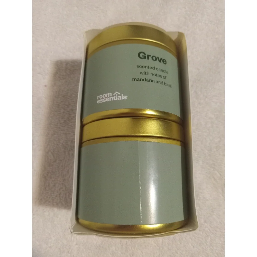 Room Essentials Grove Scented Candle‎ Set of 2 Mandarin Basil